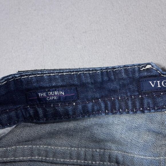 Vigoss Jeans Womens 7/8 The Dublin Capri Distressed Contrast Stitching Denim Pan - Picture 7 of 12